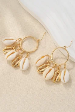 Outlet Dear-Lover Seashell Charm Hoop Dangle Earrings Gold