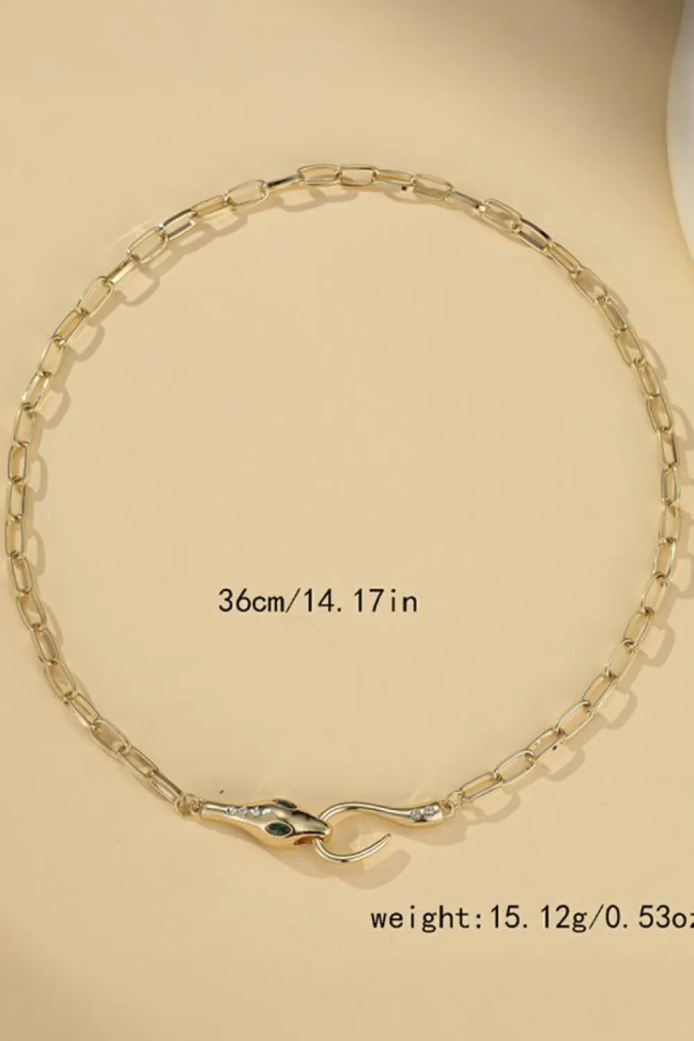 Hot Dear-Lover Snake Design Rhinestone Decor Plated Chain Necklace Gold