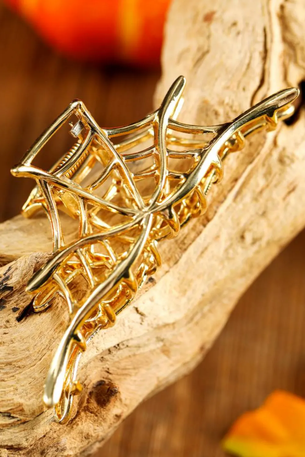 Hot Dear-Lover Spider Web Shape Plated Halloween Hair Clip Gold