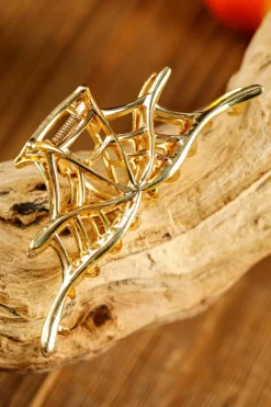 Hot Dear-Lover Spider Web Shape Plated Halloween Hair Clip Gold