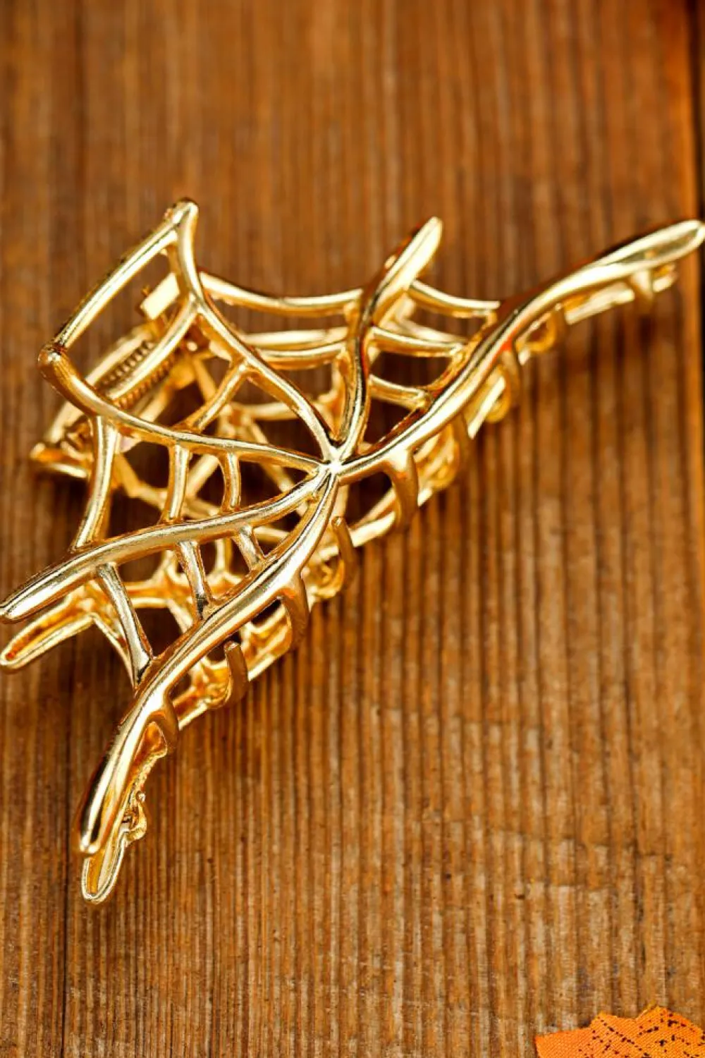 Hot Dear-Lover Spider Web Shape Plated Halloween Hair Clip Gold