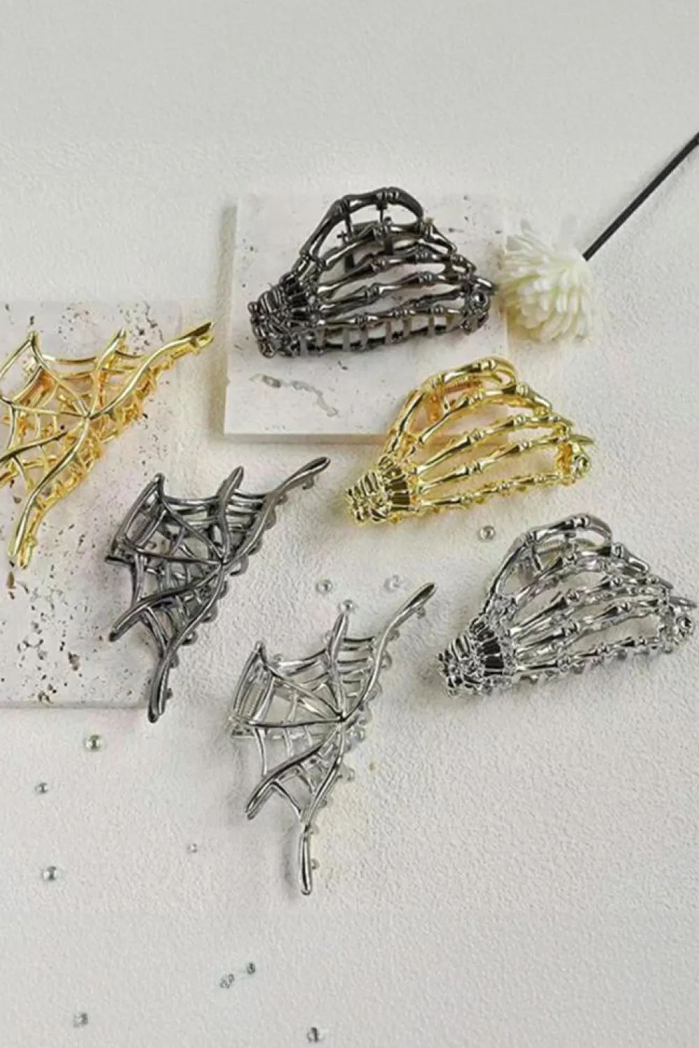 Hot Dear-Lover Spider Web Shape Plated Halloween Hair Clip Gold
