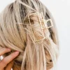 Fashion Dear-Lover Square Hair Claw Clip Gold