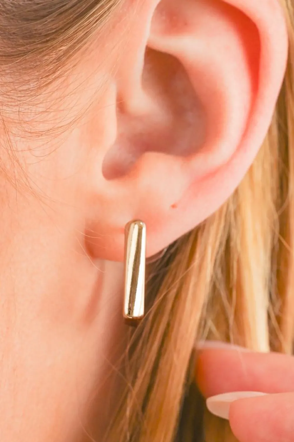 Clearance Dear-Lover Square Hook Plated Alloy Stud Earrings Gold