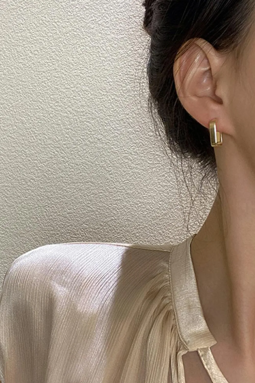 Clearance Dear-Lover Square Hook Plated Alloy Stud Earrings Gold