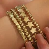 New Dear-Lover Star Beaded Plated Alloy 4pcs Bracelet Set Gold