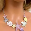Clearance Dear-Lover Starfish Seashell Pearl Adjustable Chain Necklace Gold