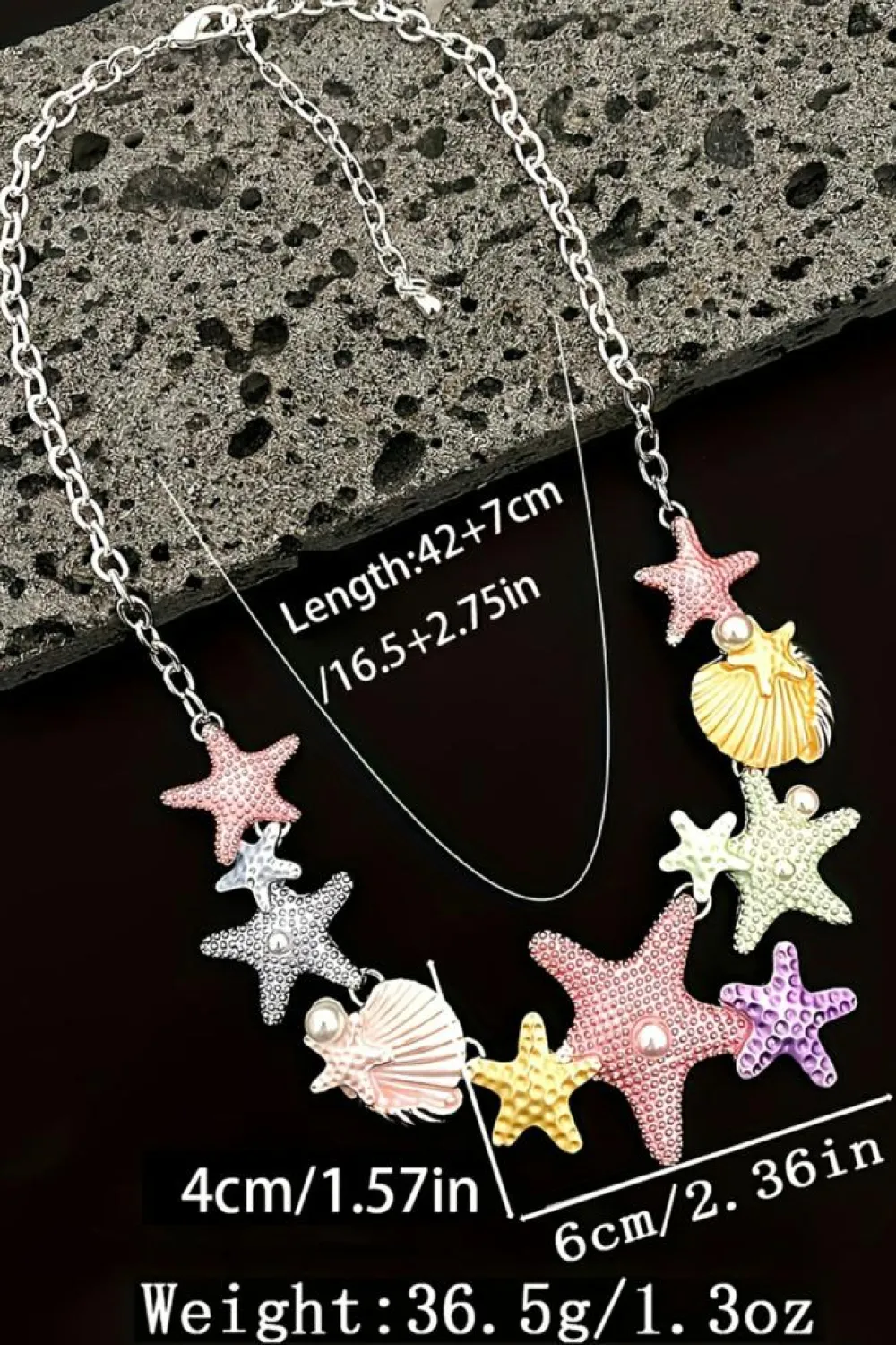 Clearance Dear-Lover Starfish Seashell Pearl Adjustable Chain Necklace Gold