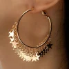 Clearance Dear-Lover Stars Charms Plate Alloy Hoop Earrings Gold