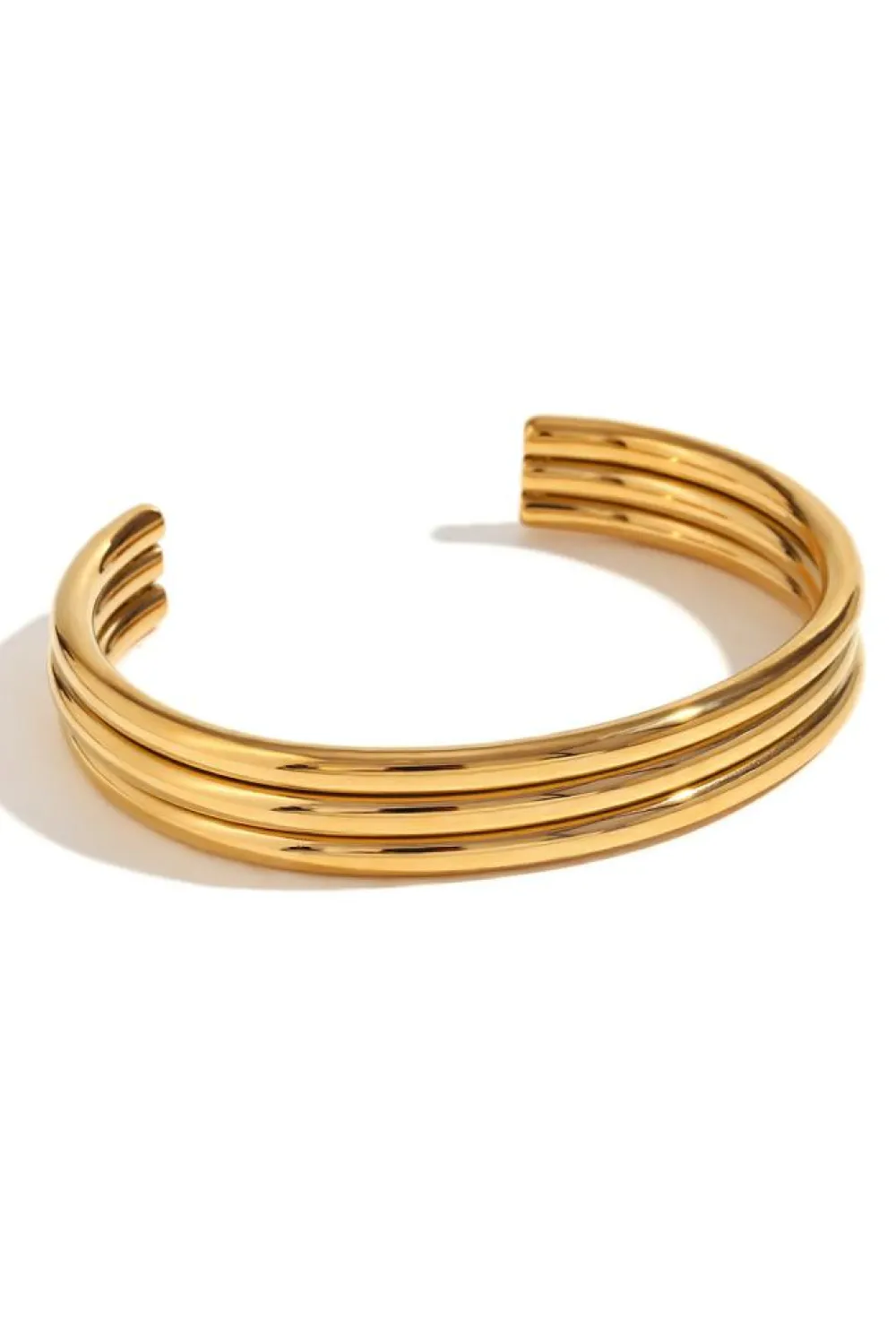 Discount Dear-Lover Three Layered Notched Design Bangle Gold