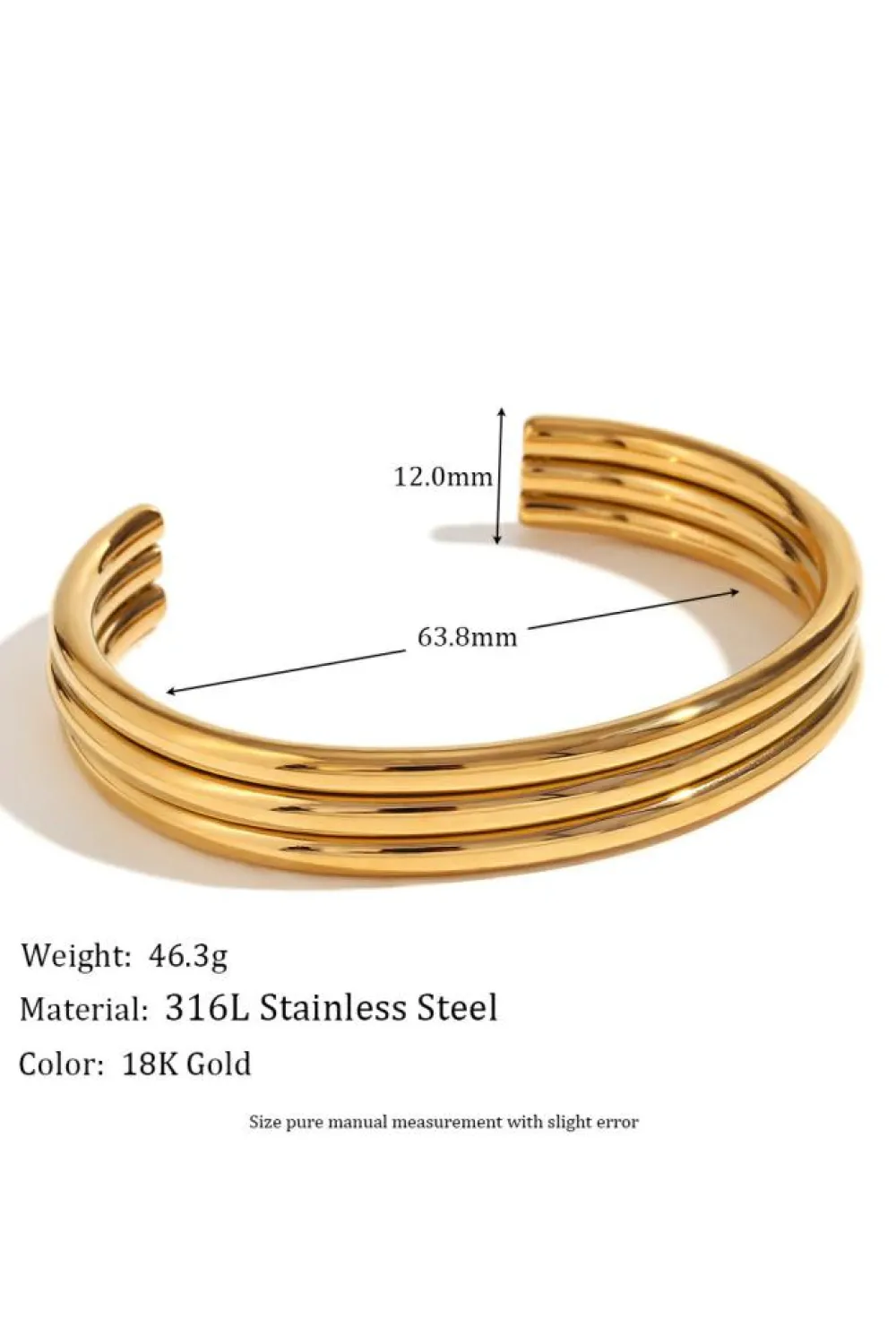 Discount Dear-Lover Three Layered Notched Design Bangle Gold