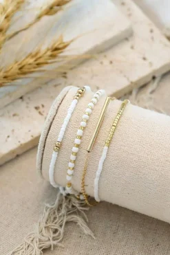 Fashion Dear-Lover Tiny Beaded Multi Layer Bracelet Set Gold