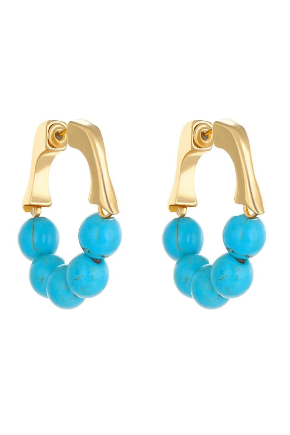 Clearance Dear-Lover Turquoise Bead Plated Alloy Hook Earrings Gold