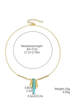 Clearance Dear-Lover Turquoise Metal Bars Chain Necklace Gold