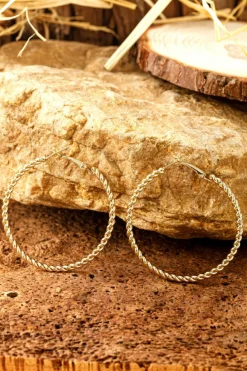 Outlet Dear-Lover Twisted Detail Plated Alloy Large Hoop Earrings Gold