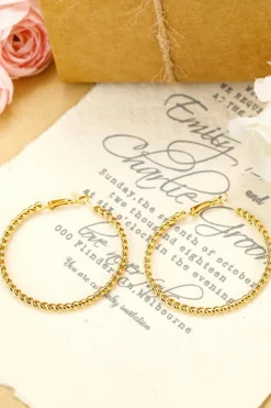 Outlet Dear-Lover Twisted Detail Plated Alloy Large Hoop Earrings Gold