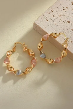 Online Dear-Lover Twisted Plated Alloy Hoop Earrings Gold