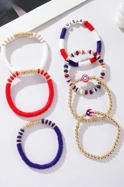 New Dear-Lover USA Multi Beading Layered Bracelet Gold