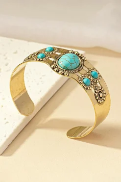 New Dear-Lover Vintage Boho Turquoise Cuff Bracelet Gold