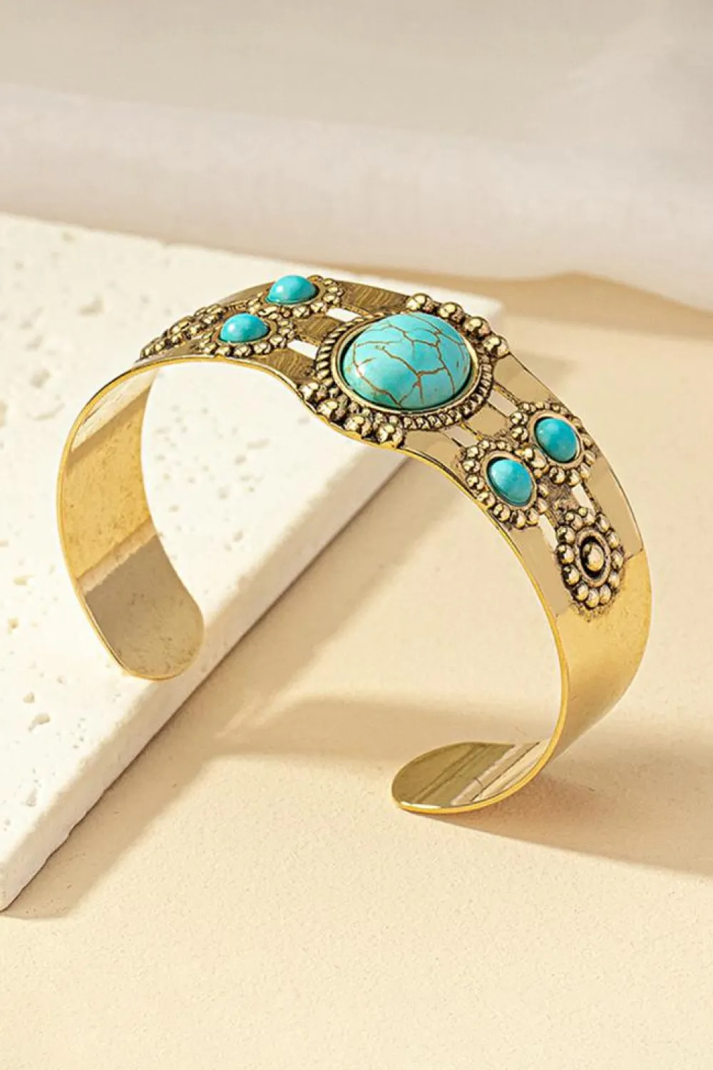 New Dear-Lover Vintage Boho Turquoise Cuff Bracelet Gold