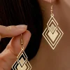 Discount Dear-Lover Vintage Geometric Plated Alloy Dangle Earrings Gold