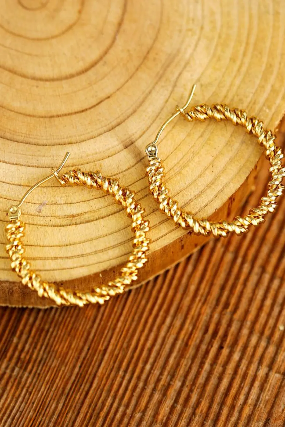 Discount Dear-Lover Vintage Textured Hoop Earrings Gold