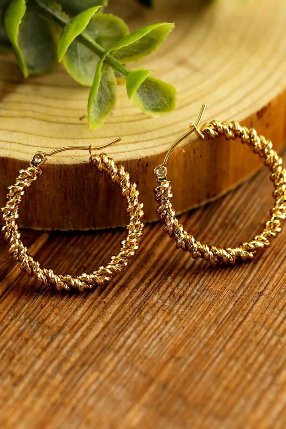 Discount Dear-Lover Vintage Textured Hoop Earrings Gold
