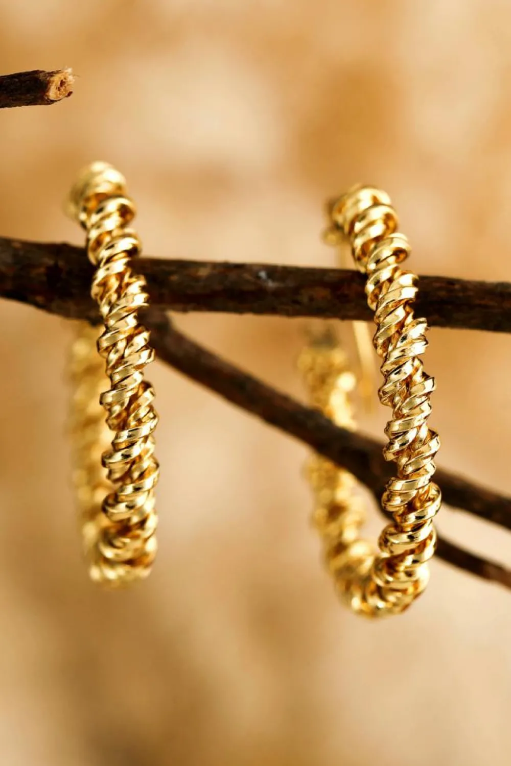 Discount Dear-Lover Vintage Textured Hoop Earrings Gold