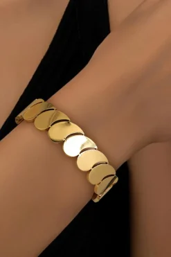 Sale Dear-Lover Water Drop Patched Plated Titanium Steel Bangle Gold