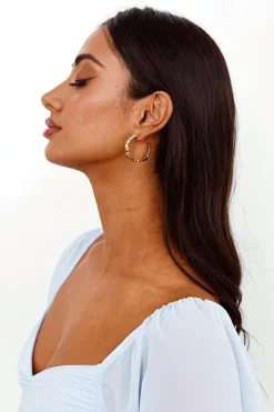 Fashion Dear-Lover Wrinkled Plated Alloy Hoop Earrings Gold