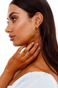 Fashion Dear-Lover Wrinkled Plated Alloy Hoop Earrings Gold
