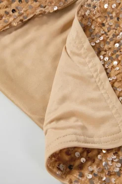 New Dear-Lover Sequined Open Front Cropped Jacket Golden Fleece