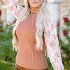 Online Dear-Lover Golden Floral Patchwork Ruffled Cuff Cable Knit Sweater Golden Fleece