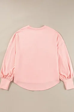 Best Dear-Lover Studded Star Graphic Oversized Long Sleeve Top Gossamer Pink