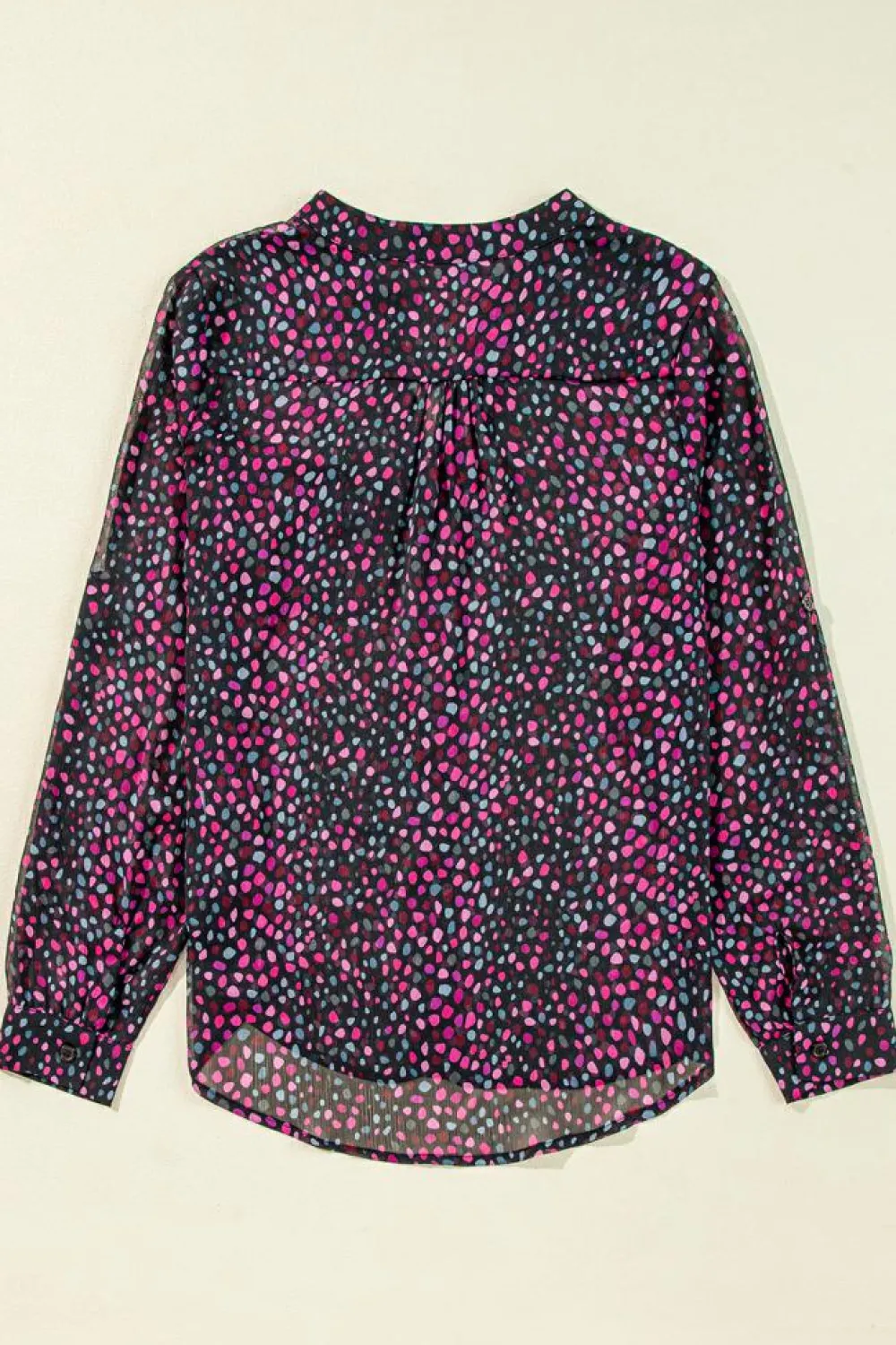 Clearance Dear-Lover Polka Dot Printed Buttoned Casual Shirt Grape Wine