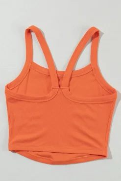 Best Dear-Lover Athletic Ribbed Cropped Cami Top Grapefruit Orange