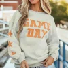 Sale Dear-Lover Game Day Graphic Rugby Football Season Sweatshirt Grapefruit Orange