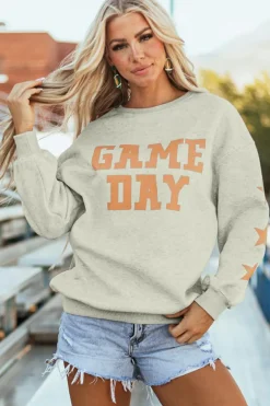Sale Dear-Lover Game Day Graphic Rugby Football Season Sweatshirt Grapefruit Orange