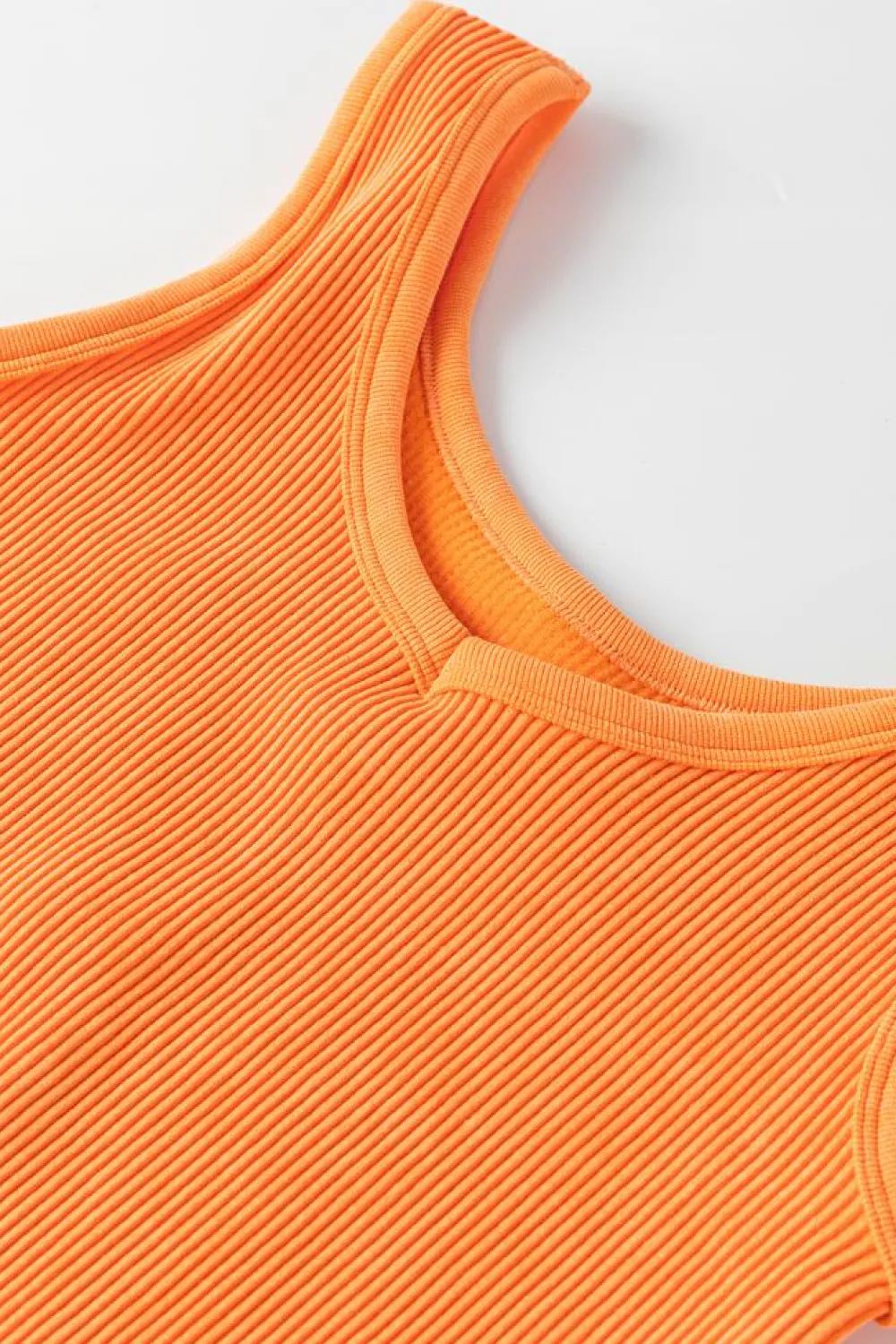 Clearance Dear-Lover Ribbed Seamless Cropped Tank Top Grapefruit Orange