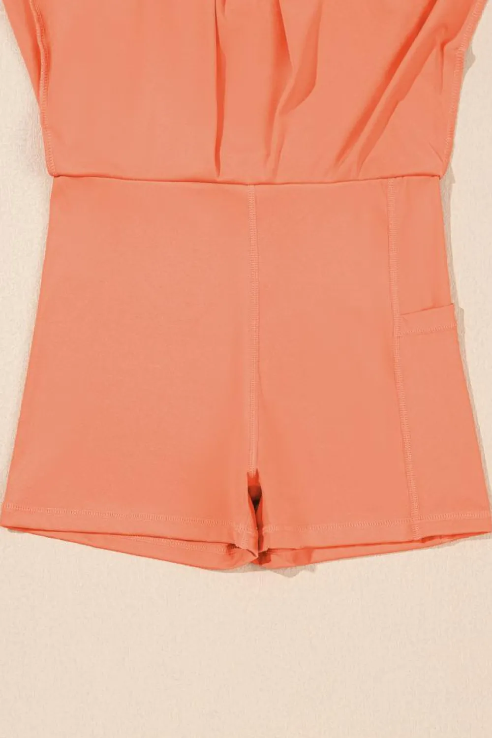Hot Dear-Lover Spaghetti Straps U Neck Pocketed Active Dress Grapefruit Orange