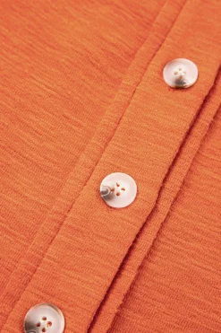 Sale Dear-Lover U Neck Button Front Sleeveless Romper Grapefruit Orange