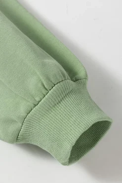 Fashion Dear-Lover Leopard Print Colorblock Raglan Sleeve Sweatshirt Grass Green