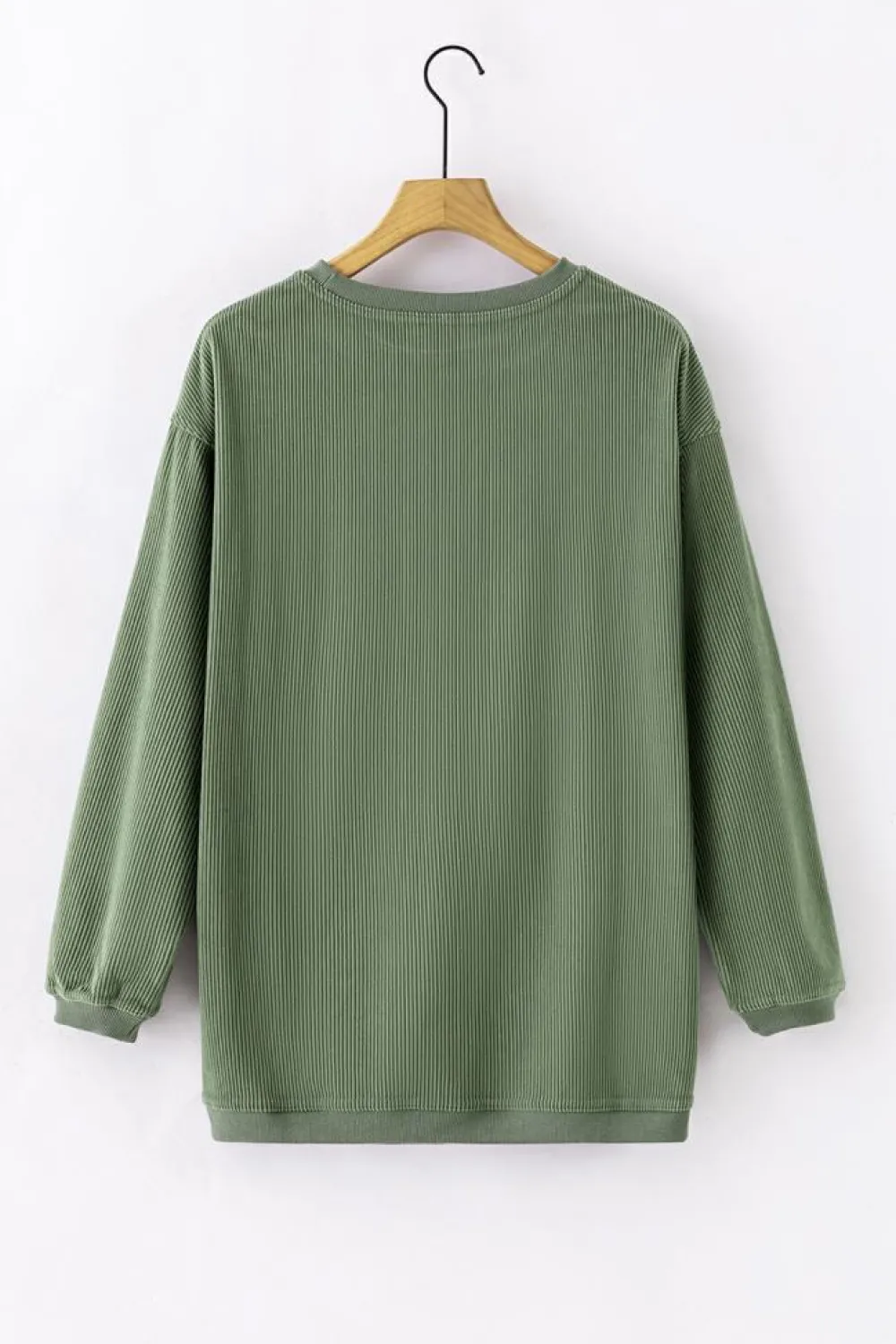 Clearance Dear-Lover Ribbed Corduroy Oversized Sweatshirt Grass Green