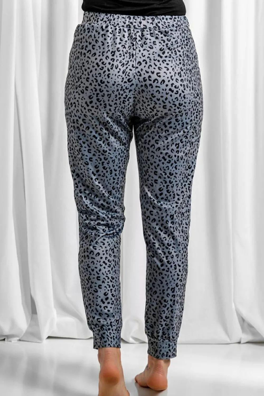 Hot Dear-Lover Breezy Leopard Joggers Gray