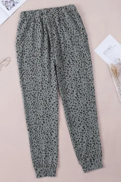 Hot Dear-Lover Breezy Leopard Joggers Gray