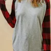 New Dear-Lover Buffalo Plaid Long Sleeve Sweatshirt Gray