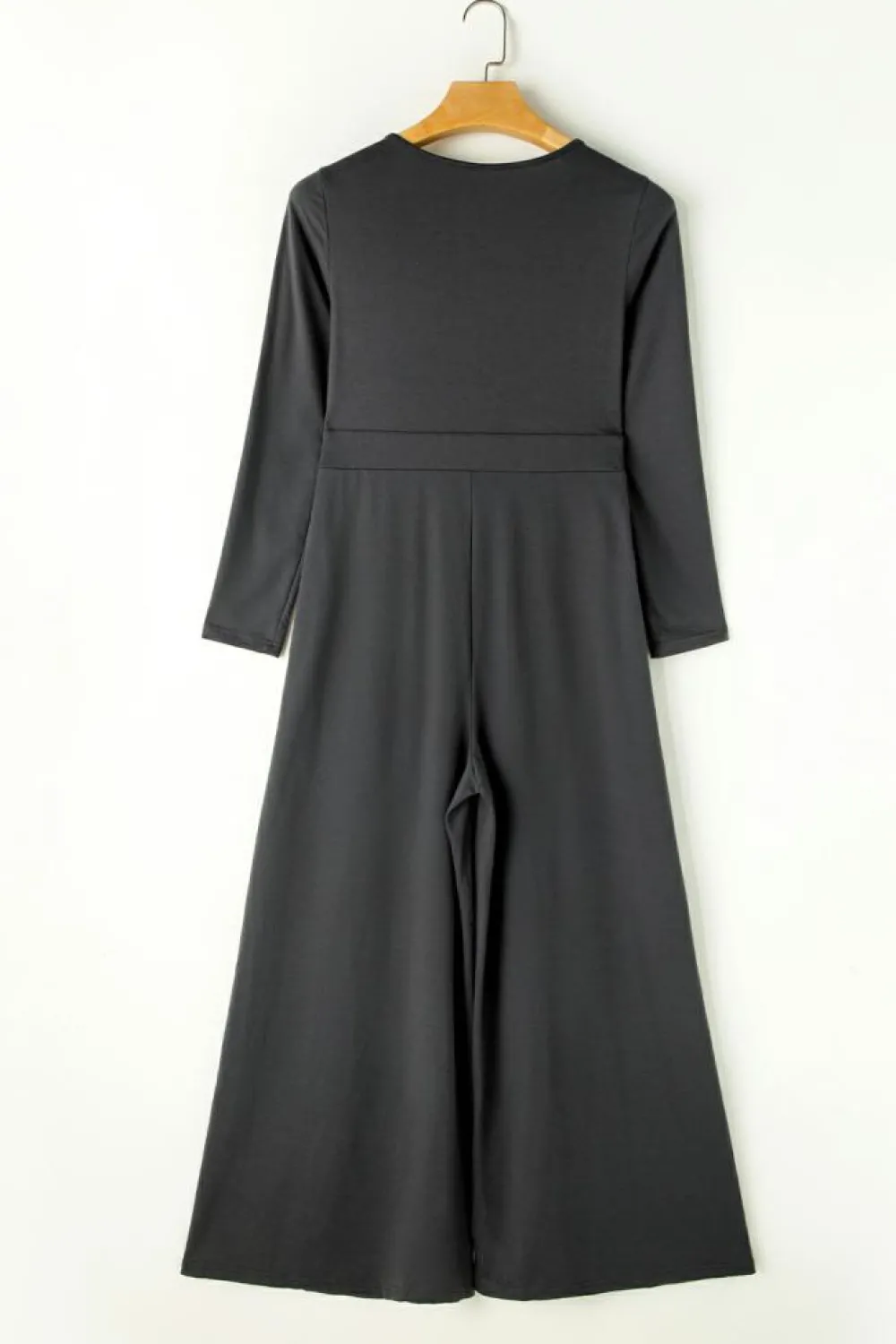 Discount Dear-Lover Button Long Sleeve Wide Leg Jumpsuit Gray