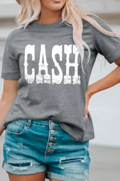 Outlet Dear-Lover CASH Letter Print T Shirt Gray