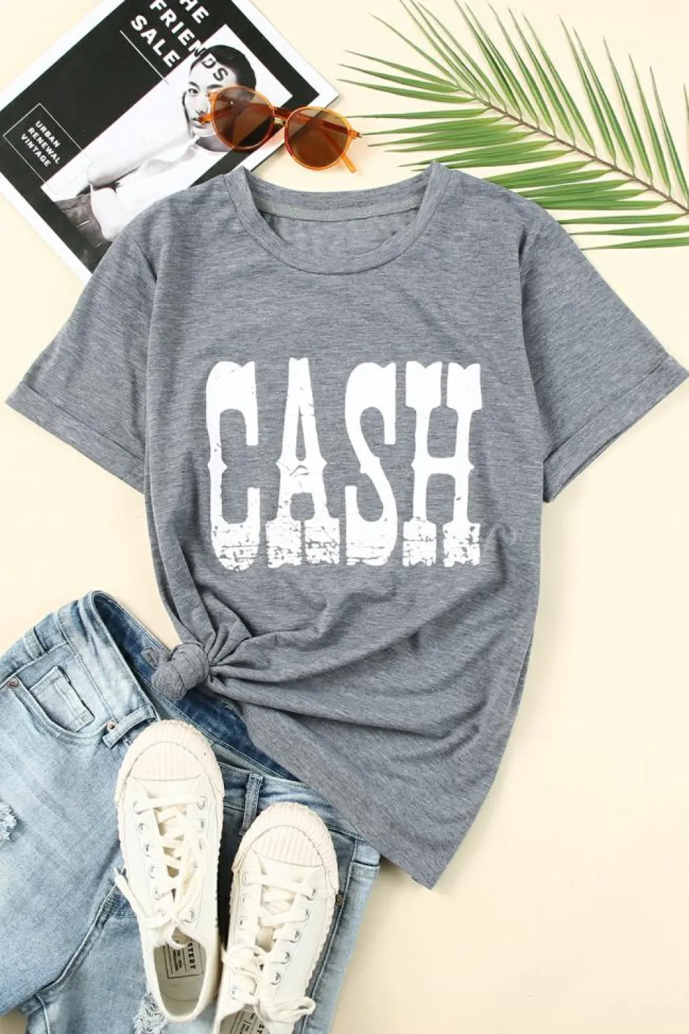 Outlet Dear-Lover CASH Letter Print T Shirt Gray