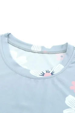 Sale Dear-Lover Casual Floral Crew Neck Tank Top Gray